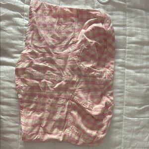 Free People Pink and Cream Gingham Crop Top